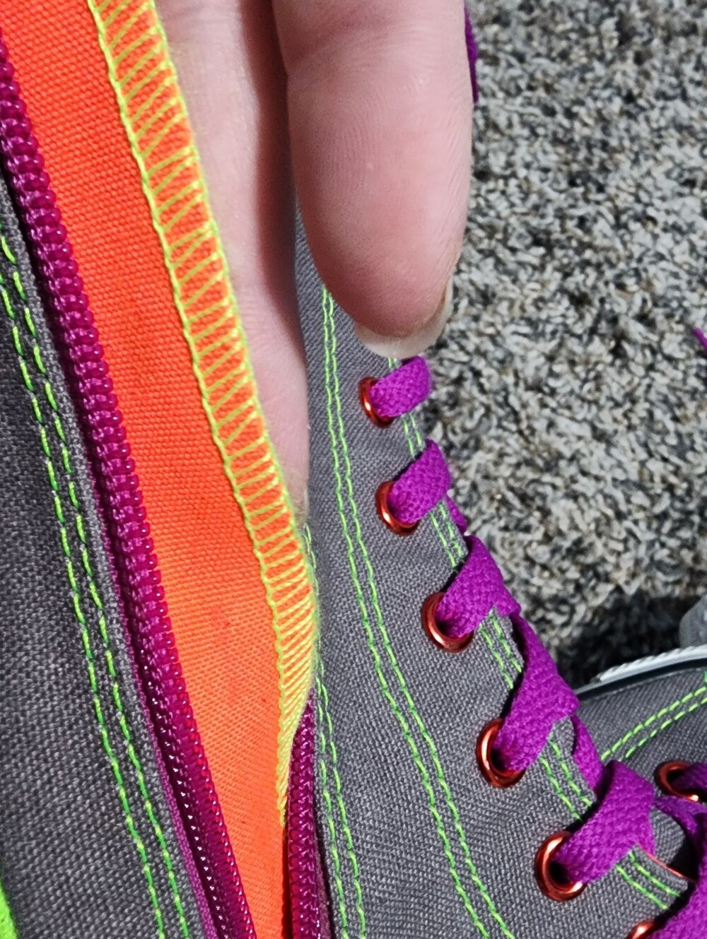 Rare Chuck Taylor All Star X-Hi Knee High  Converse Sneakers Gray/Purple Laces - Picture 12 of 12